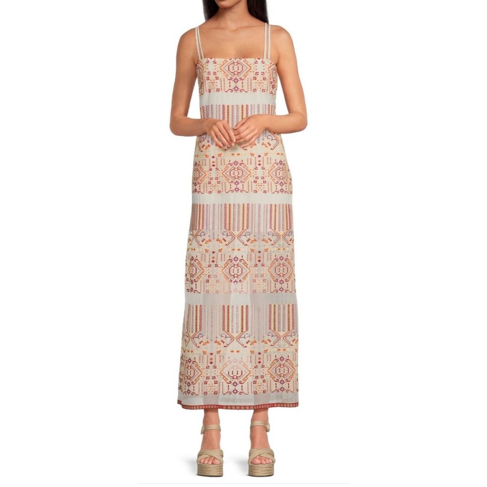 Chelsea & Violet Embroidered Maxi Dress Spaghetti Straps Women M NWT